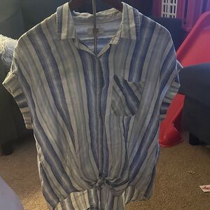 True Craft Striped Button-Up Shirt